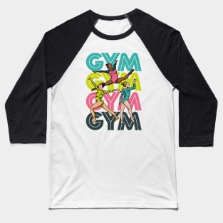 Retro GYM Gymnastics Girl Cartoon Gymnast Baseball T-Shirt